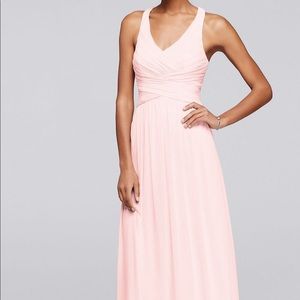David’s bridal mesh long bridesmaid dress